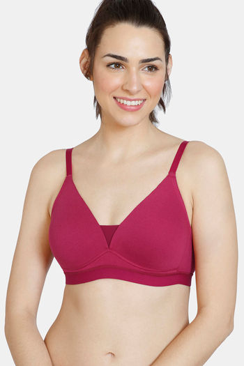 Buy Zivame Beautiful Basics Padded Non Wired 3/4th Coverage T-Shirt Bra - Persian Red